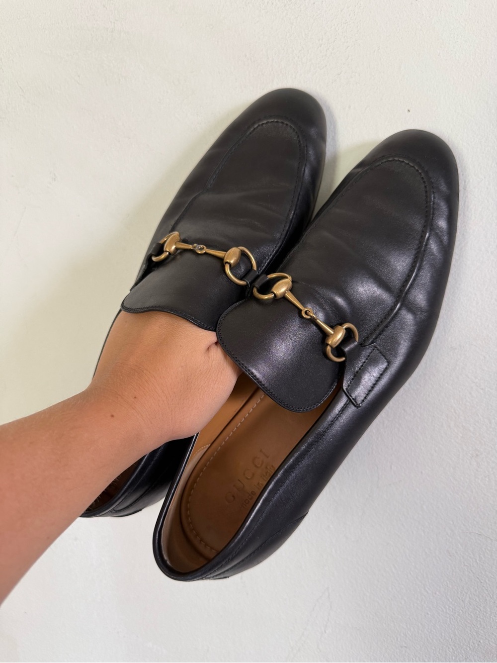 Gucci Classic Mens Jordaan Horsebit Brown Leather Loafers, Size 11.5